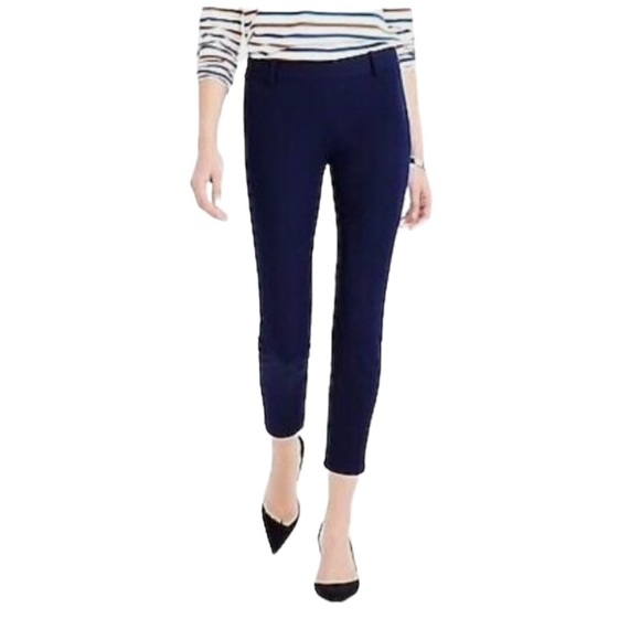 J.Crew Factory Black Minnie Ankle Length Trouser Size 10P Flat Front Side Zipper